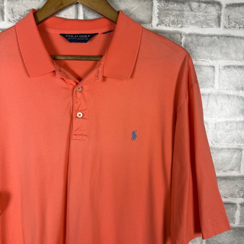 Polo Golf Ralph Lauren Mens XL Pima Cotton Polo Shirt Coral Orange Short Sleeve